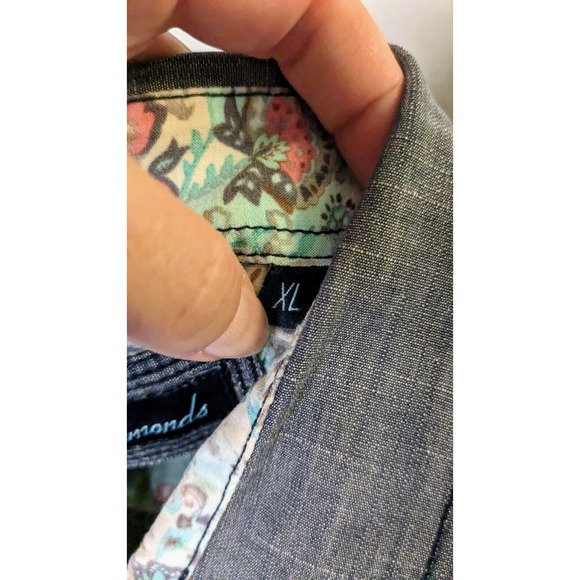 7 Diamonds Button Down Shirt Mens XL Gray Cotton Flip Cuff Paisley - Picture 5 of 10